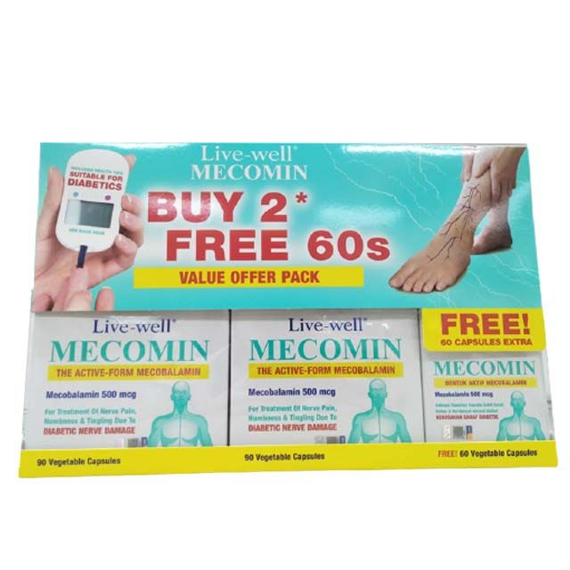 Live-well Mecomin 500mcg Capsule 90s x2 +60s - DoctorOnCall Online Pharmacy