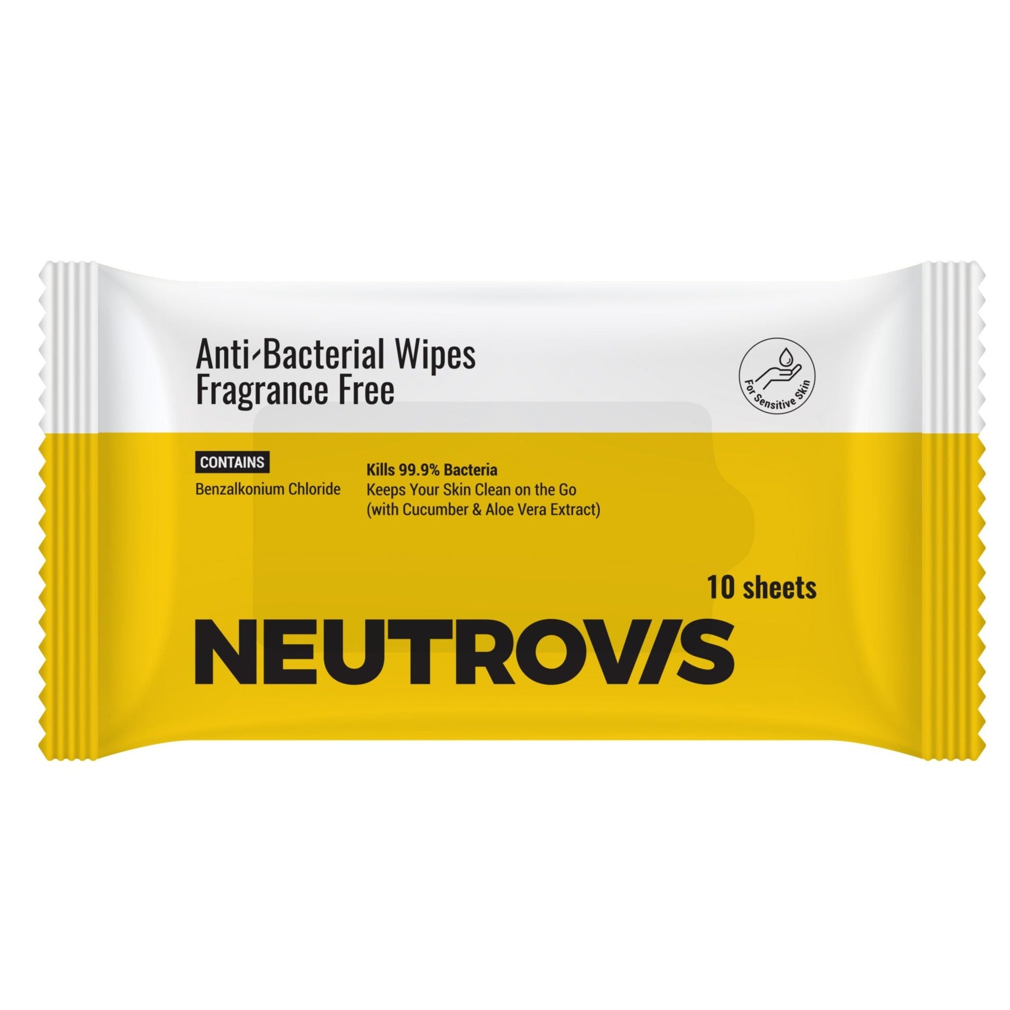 Neutrovis Anti-Bacterial Wipes Fragrance Free 10s - DoctorOnCall Online Pharmacy