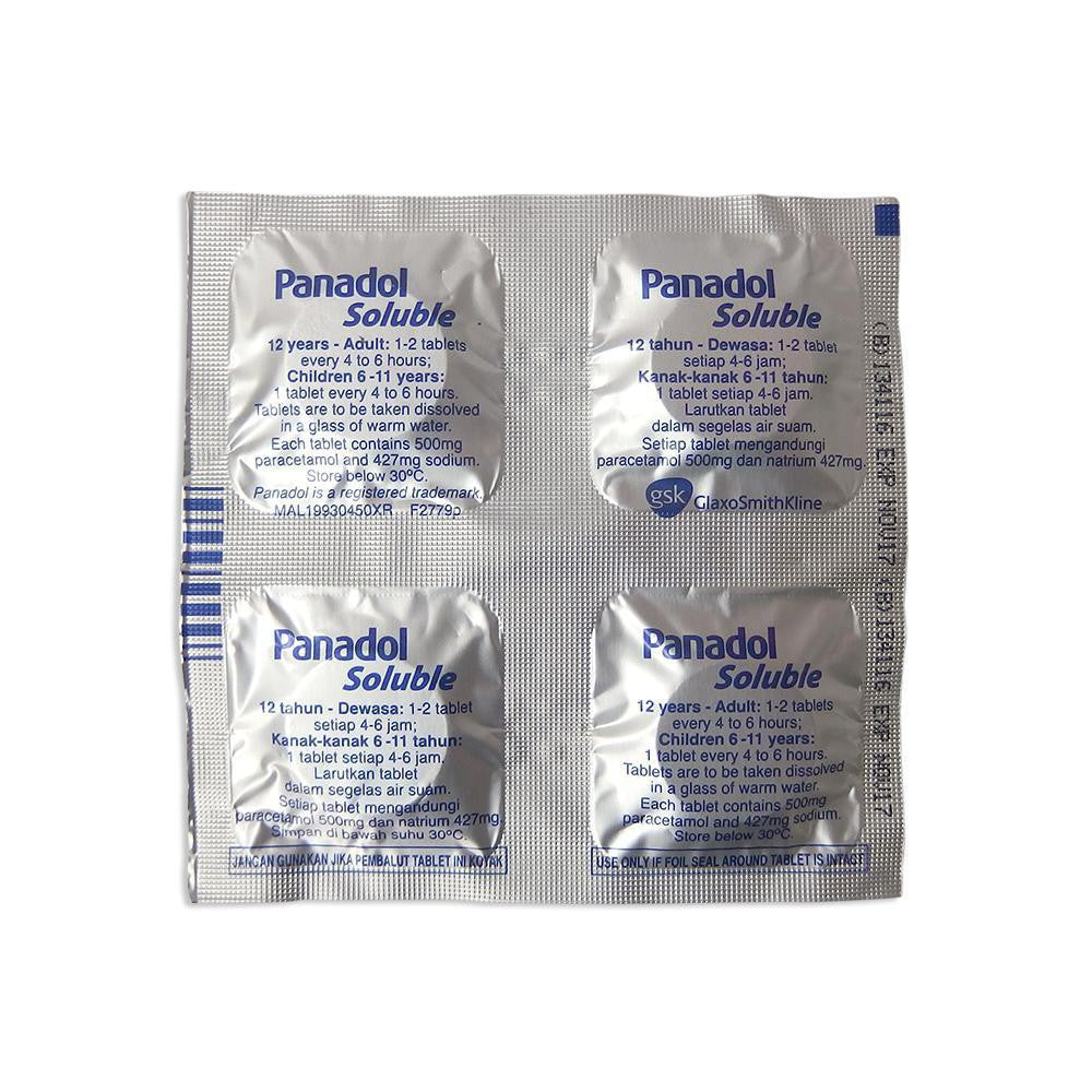 Panadol Soluble Tablet 4s (strip) - DoctorOnCall Farmasi Online