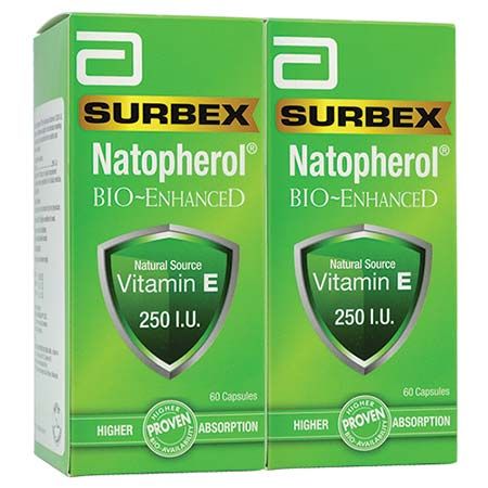 Abbott Surbex Natopherol Bio-Enhanced Vitamin E 250IU Capsule - 60s x2 - DoctorOnCall Online Pharmacy