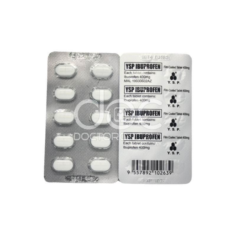YSP Ibuprofen 400mg Tablet 10s (strip) - DoctorOnCall Farmasi Online