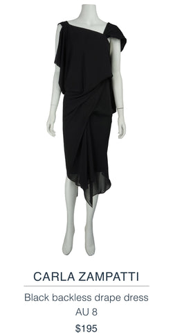 CARLA ZAMPATTI  Black backless drape dress