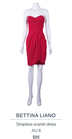 Bettina Liano Strapless scarlet dress