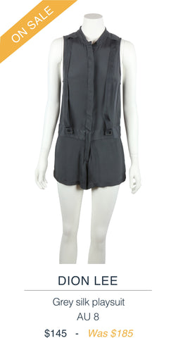 DION LEE  Grey silk playsuit