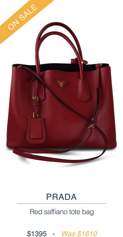 PRADA  Red saffiano tote bag