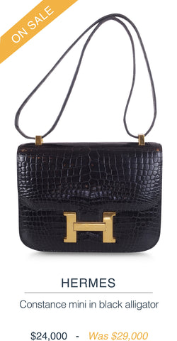HERMES  Constance mini shoulderbag in black alligator