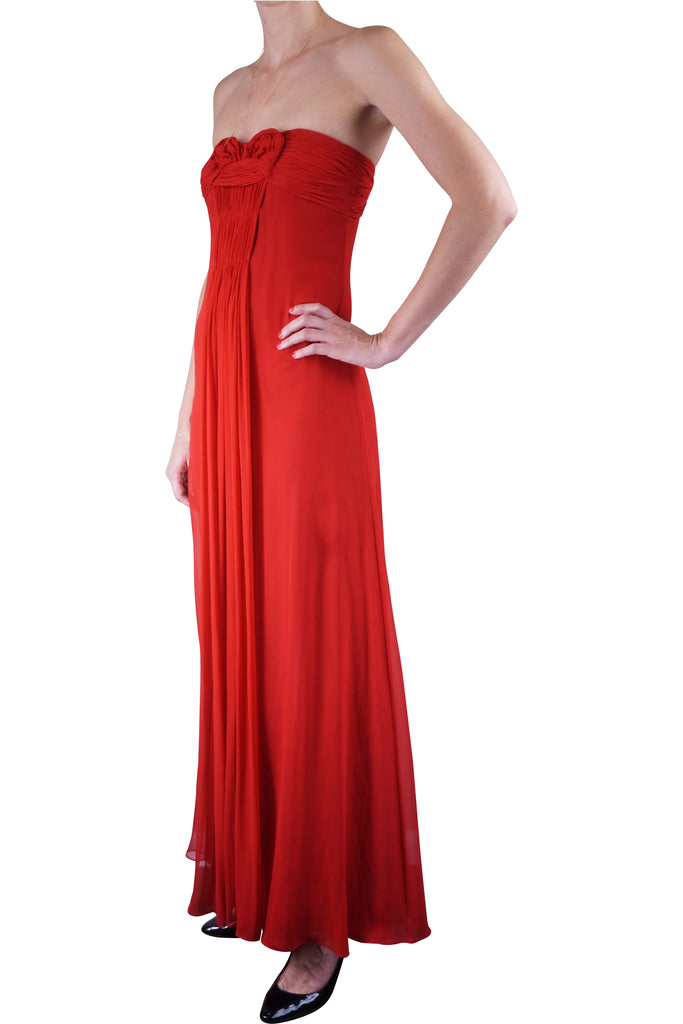 Lisa Ho Strapless crimson chiffon ball gown – Revoir