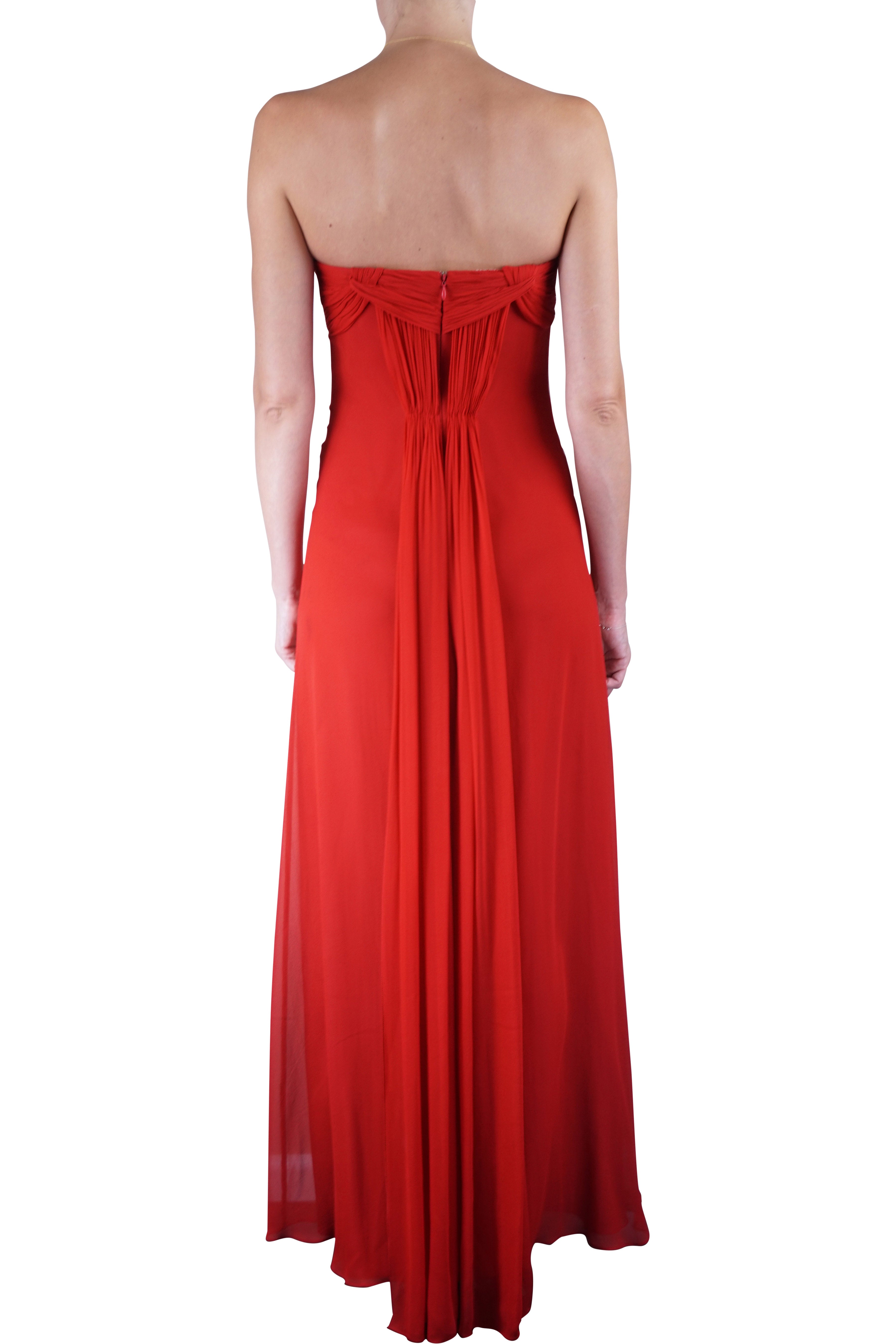 Lisa Ho Strapless crimson chiffon ball gown – Revoir