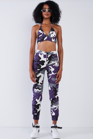 women's purple camo pants