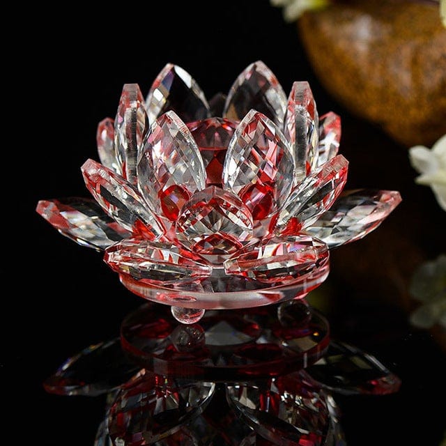 Artisanat De Fleur De Lotus En Cristal De 4 Pouces Figurine