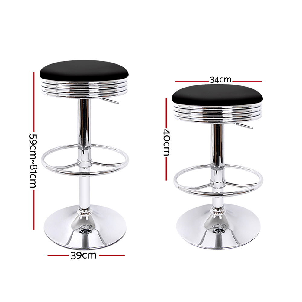 Romelia Round Retro 50s Diner Bar Stool In Black Set Of 2 Simply Bar Stools