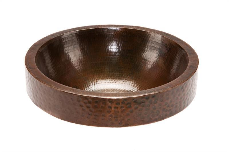 Round Skirted Vessel Hammered Copper Sink