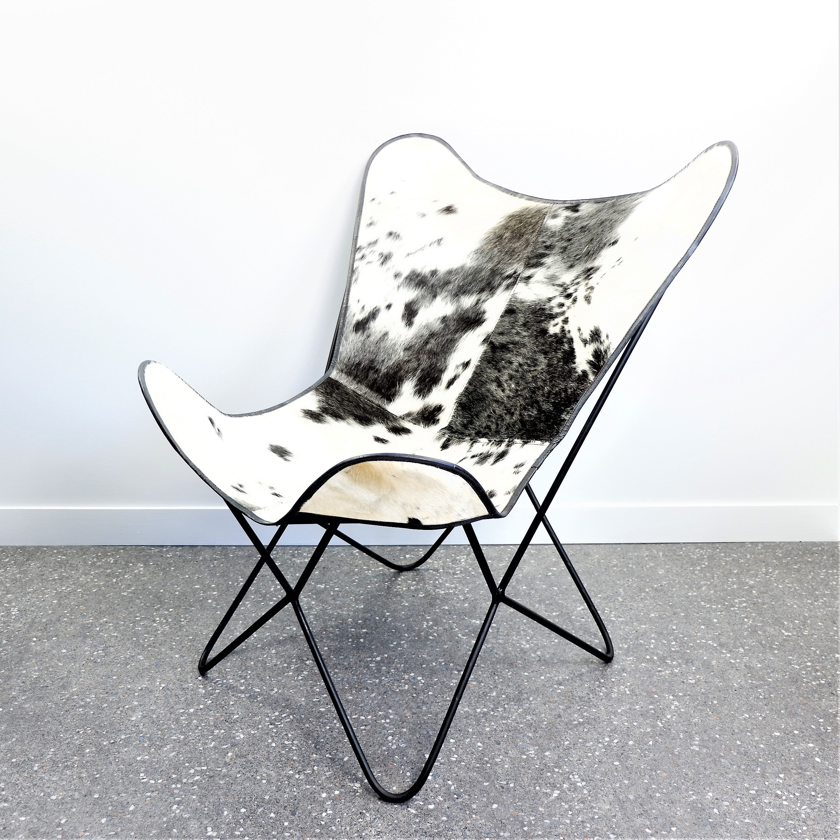 Butterfly Cowhide Occasional Chair Black White Newtique