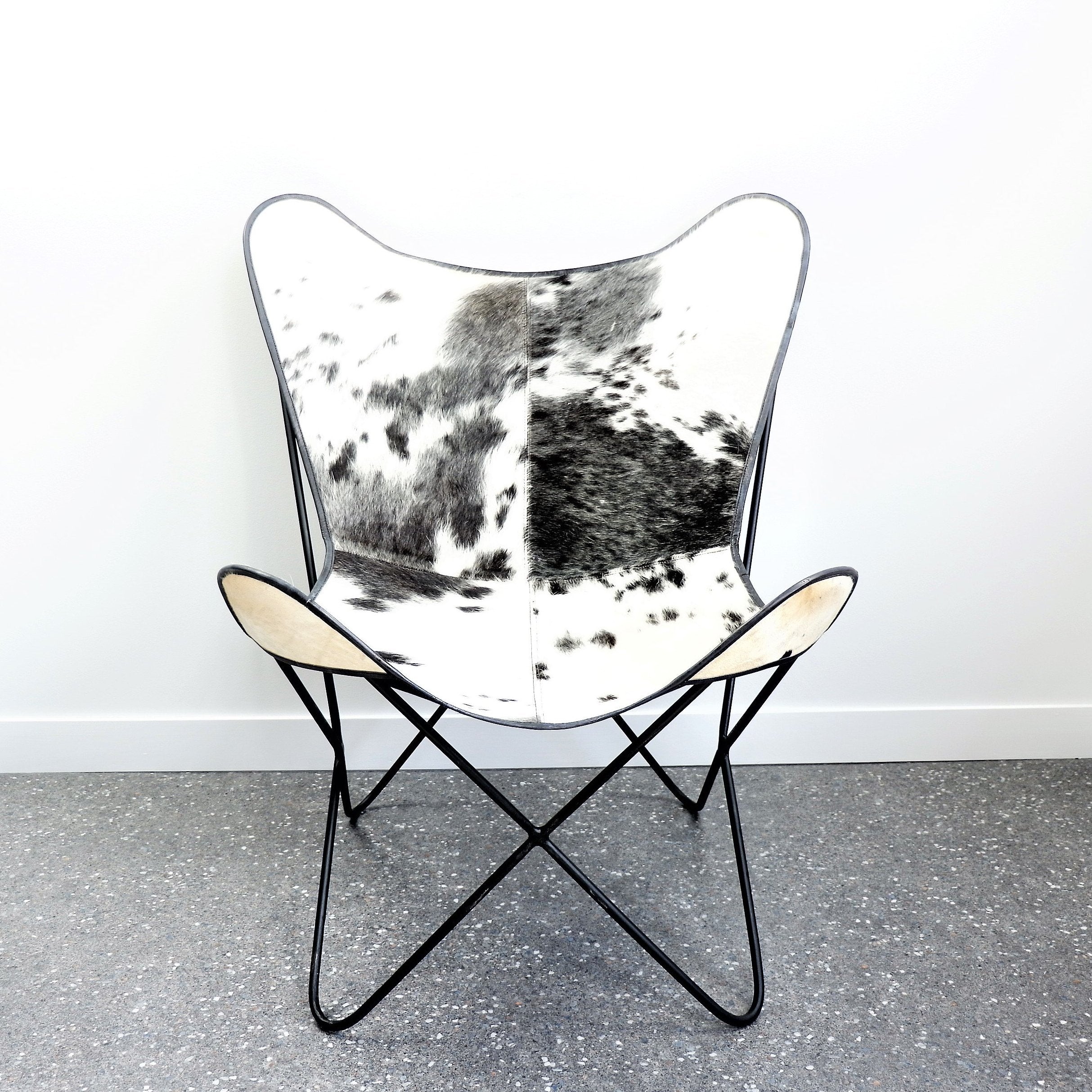 Butterfly Cowhide Occasional Chair Black White Newtique