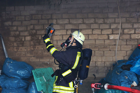 fireman using thermal camera