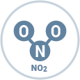 circle with Nitrogen dioxide molecule