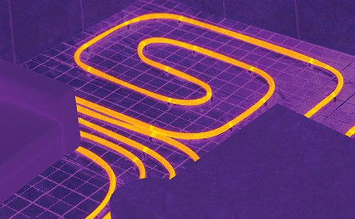 Thermal image of radiant floor heating