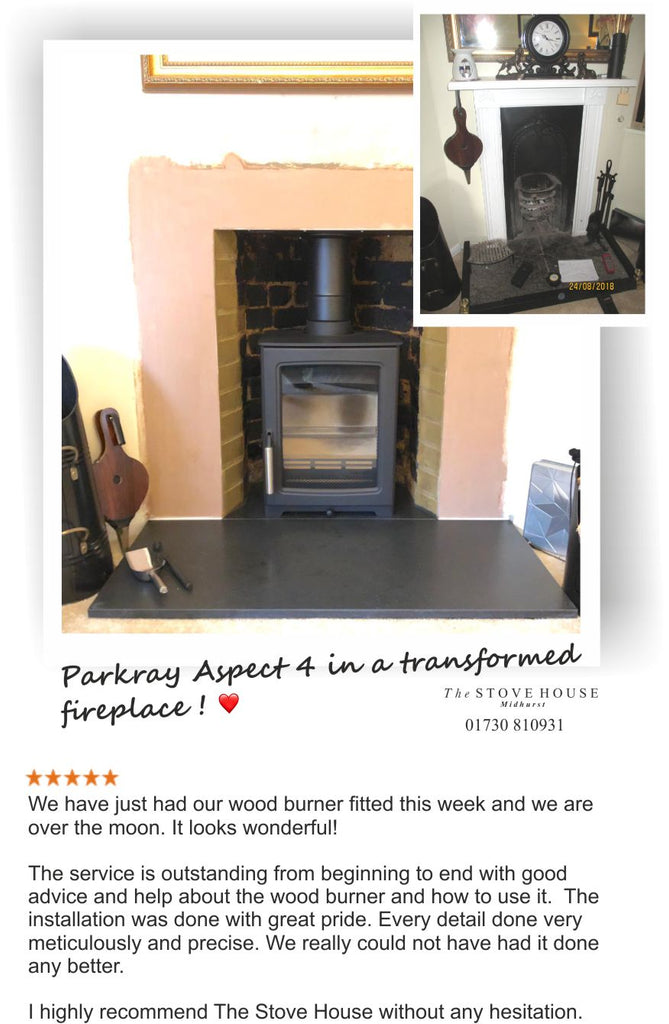 Parkray Aspect 4 Woodburning Stove Supplied and installed by The Stove House, between Chichester and Haslemere. 01730 810931