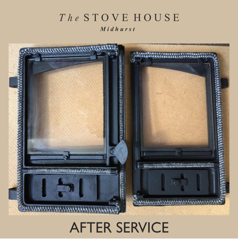 Wood burning stove door service / refurb by The Stove House in Midhurst your local woodburner fireplace showroom 01730 810931 Nr Chichester, Haslemere and Petersfield