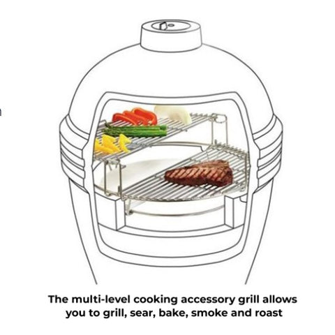 Kamado Grill divide and conquer split level cooking on a 18" 21" & 23" BBQ from The Stove House your local stove and fire shop 01730 810931