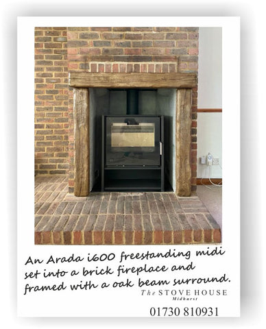 Arada i600 Freestanding midi stove installation by The Stove House your local stove installer & fitter for Chichester Midhurst Arundel and surrounding areas 01730 810931