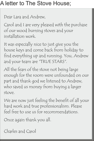 Review for The Stove House www.thestovehouseltd.co.uk 01730 810931
