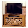 Oak Log store and tv unit at The Stove House your local stove installer and supplier, between Chichester and Haslemere. 01730 810931