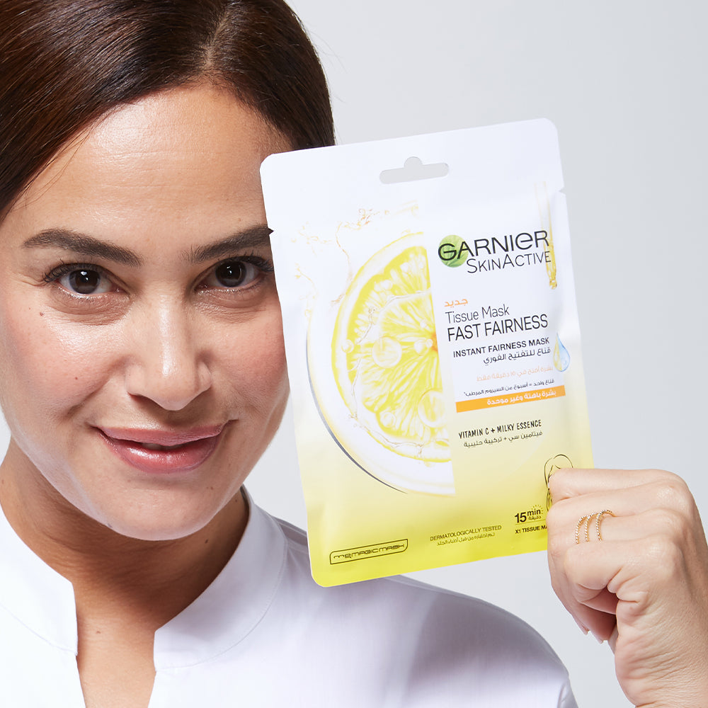 Garnier Fast Fairness For uneven & Dull Skin Tissue Mask | Feel22 | Lebanon