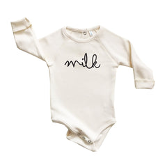 Organic Zoo cream bodysuit MILK slogan 