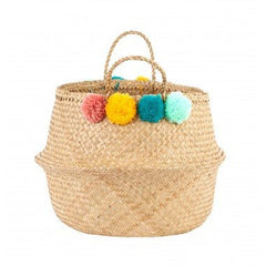 Olli Ella Pom Pom Basket Natural Woven 