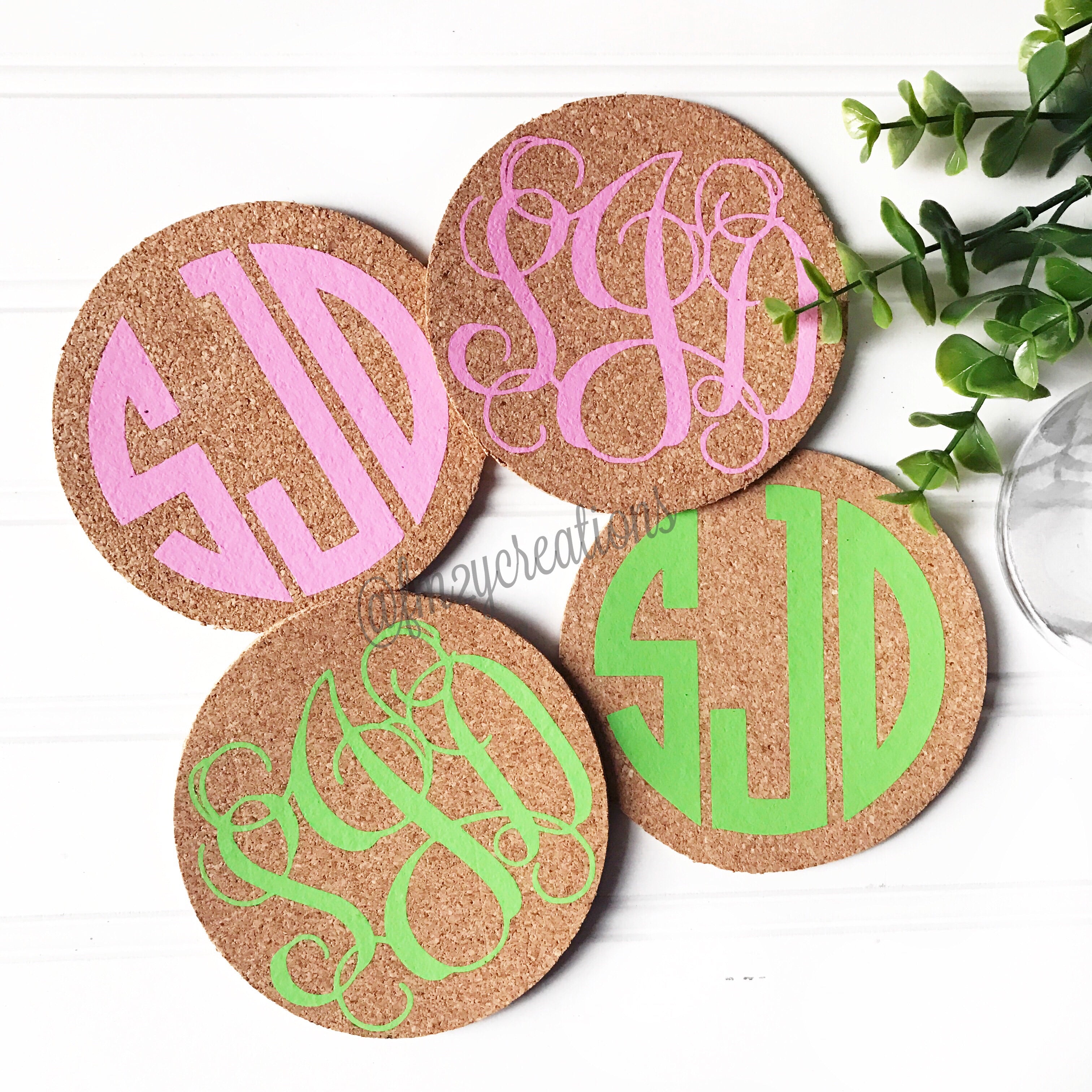 monogrammed cardboard coasters