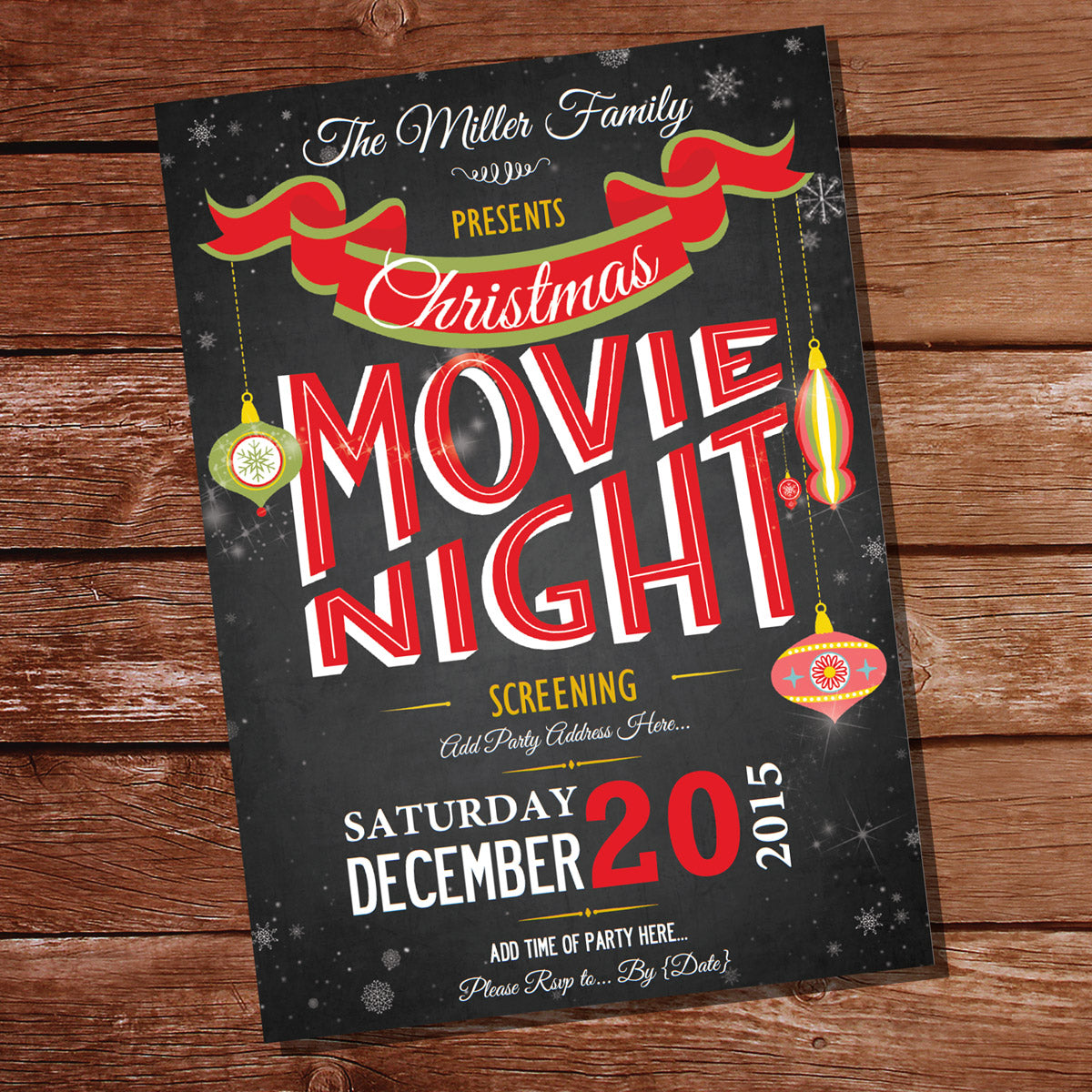 Christmas Movie Night Invitation