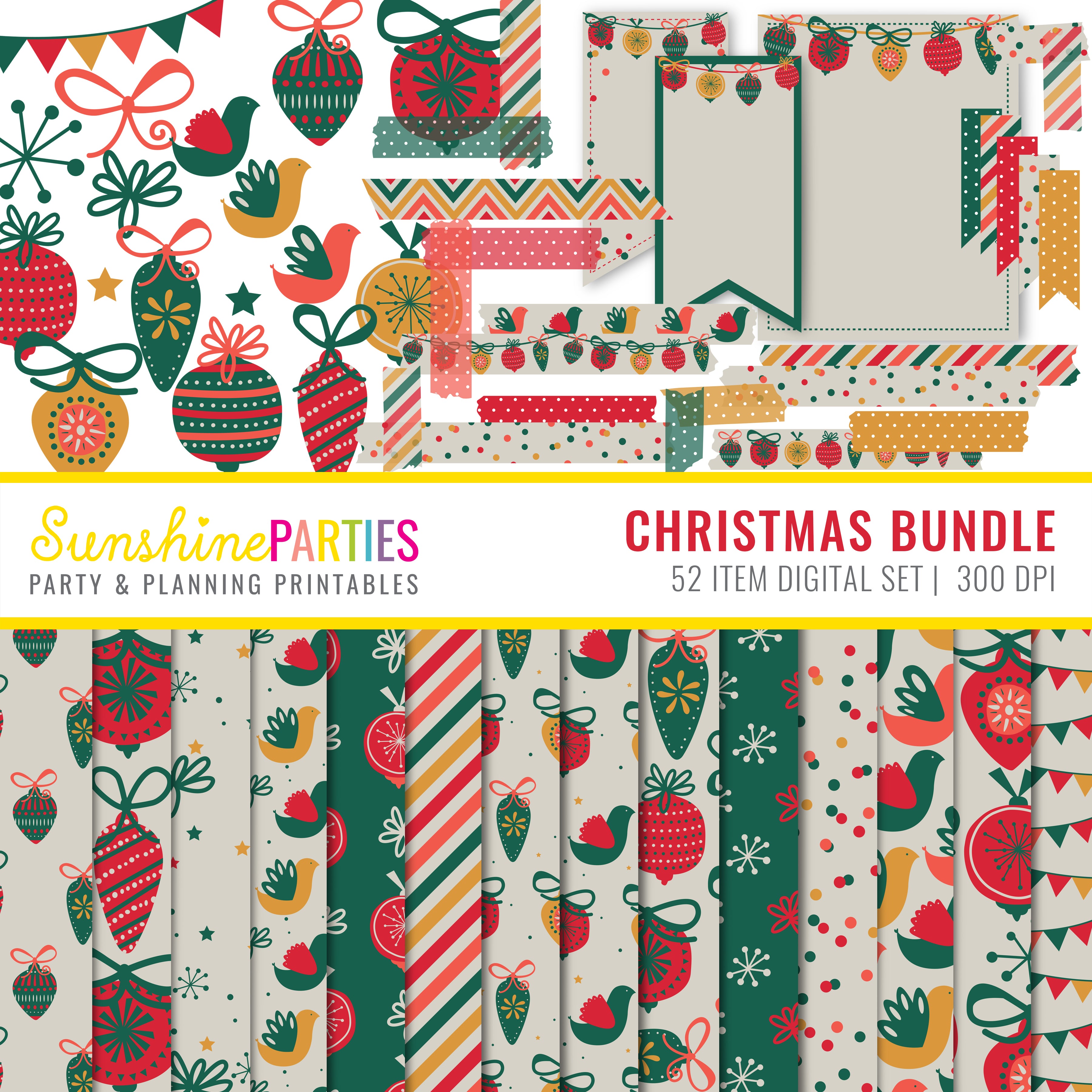 Taditional Christmas Digital Paper and Clipart set