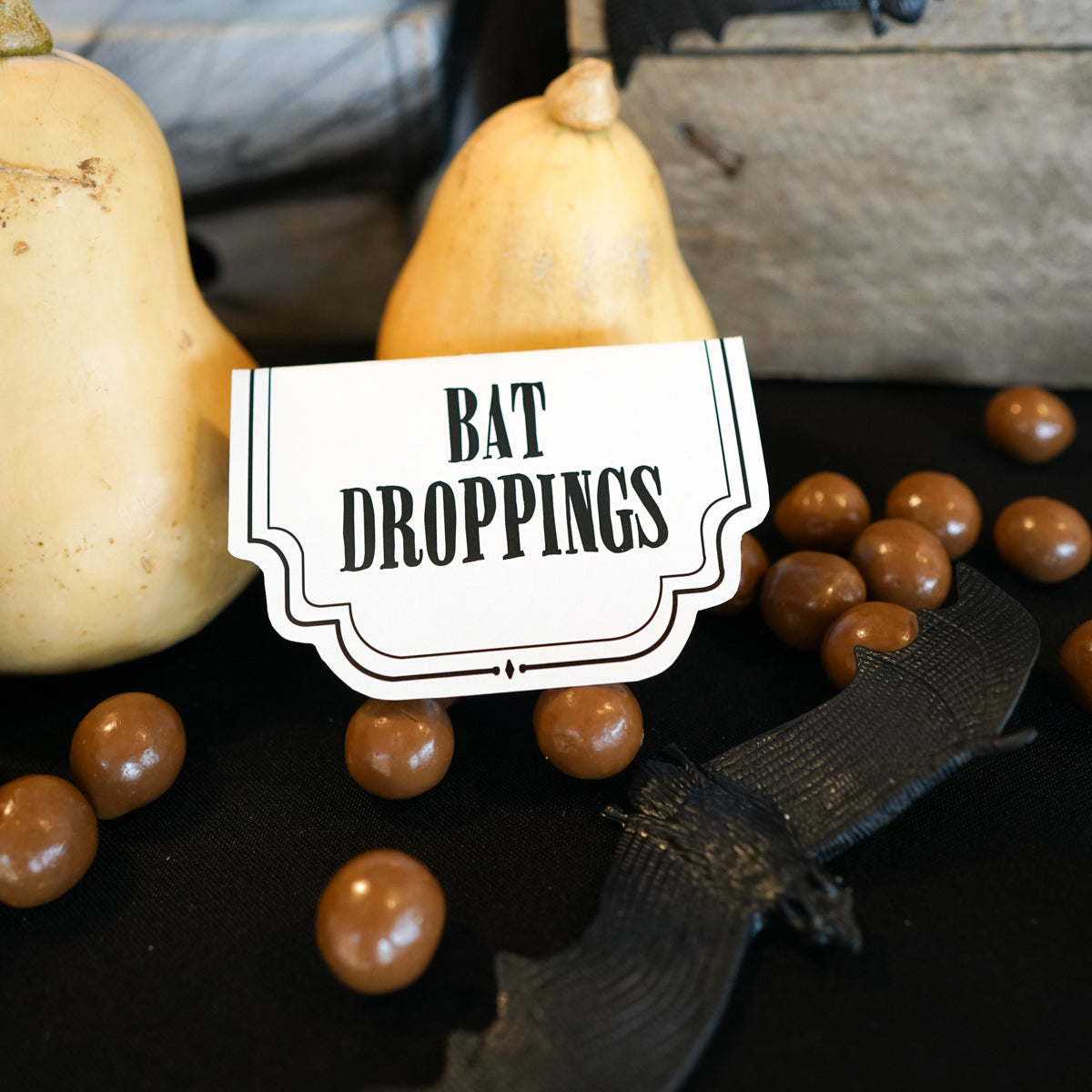 Bat droppings party Decorations Food Labels