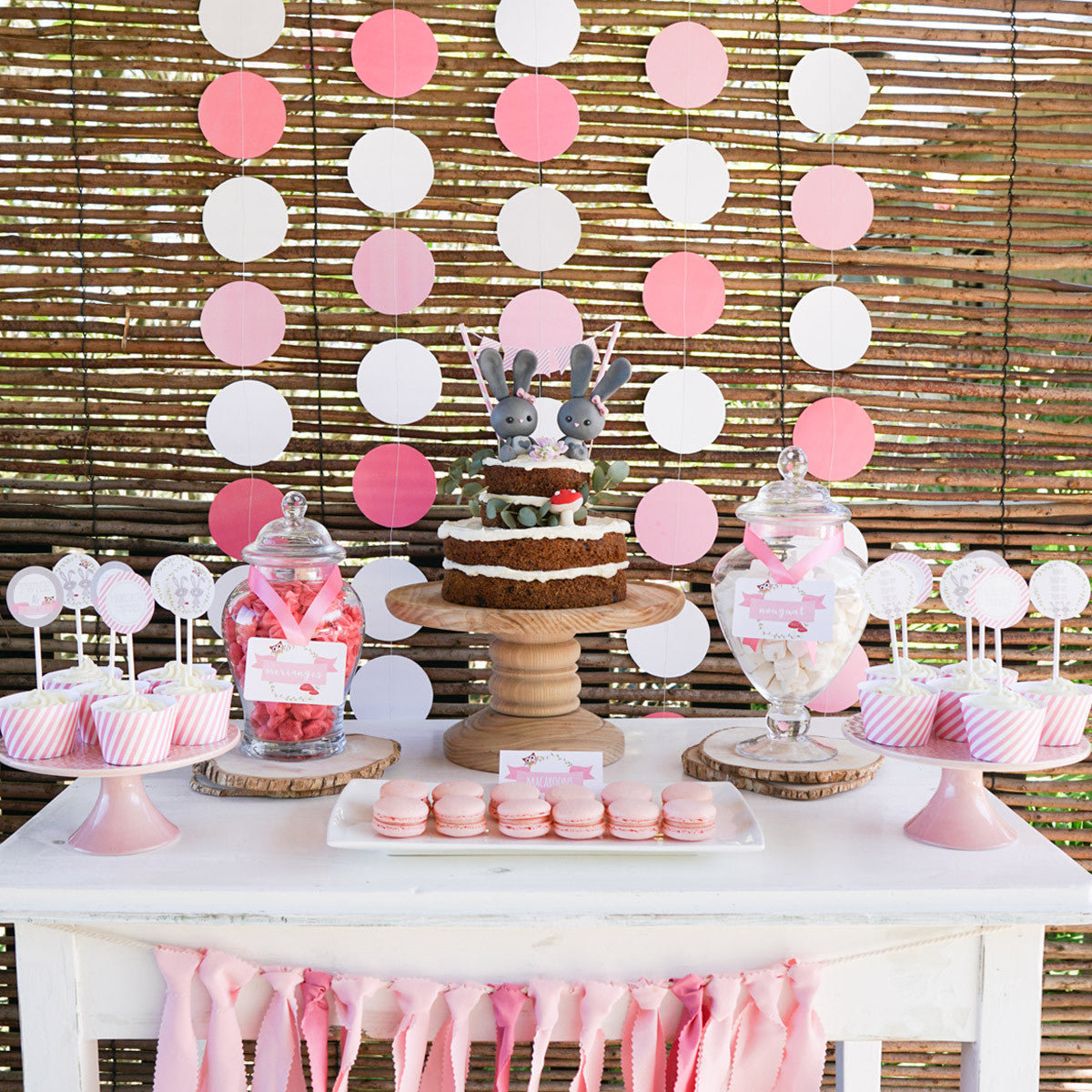Twin Bunny Girls Baby Shower Party Table