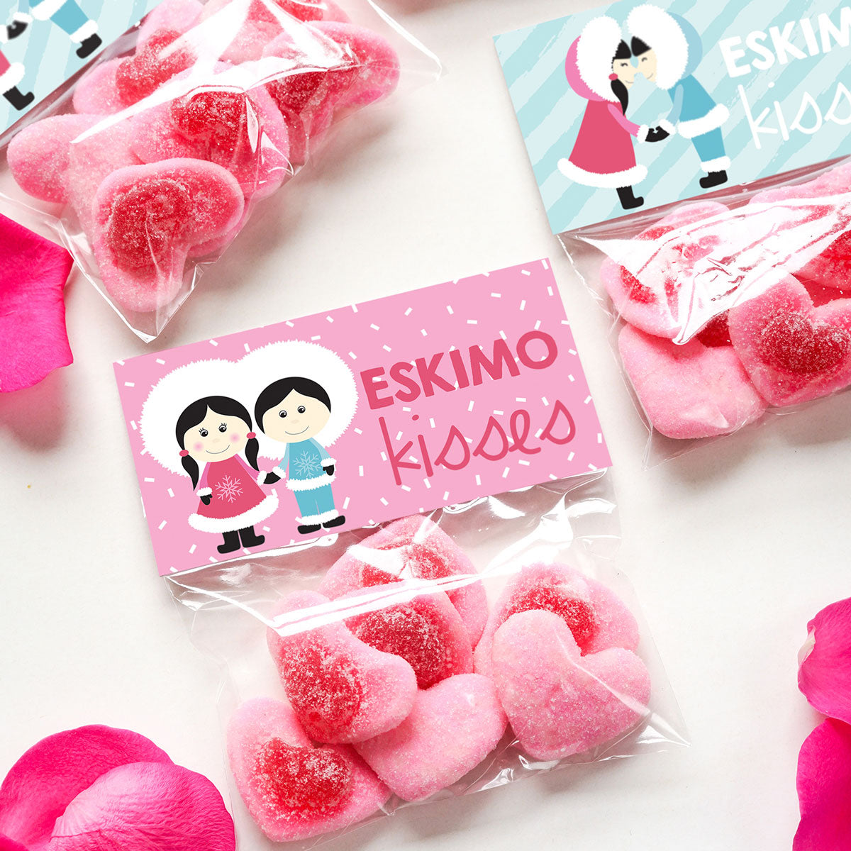 Eskimo Kisses Valentine Treat Bag Toppers
