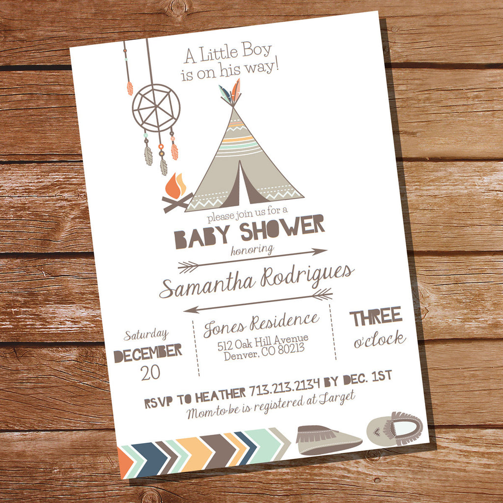 tribal baby shower party invitation  baby boy tribal shower invitation