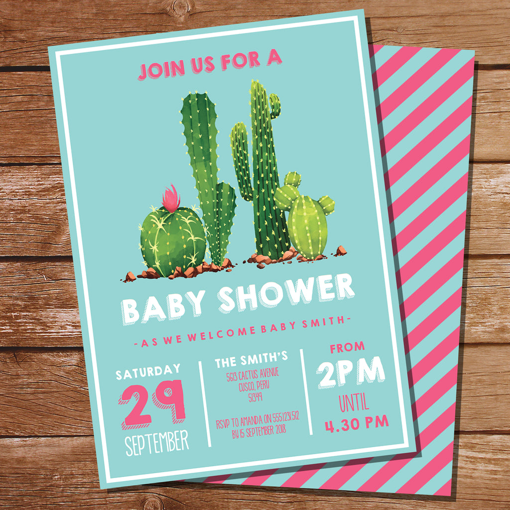 Download Cactus Baby Shower Invitation For A Girl Cute Cactii Baby Shower Inv Sunshine Parties