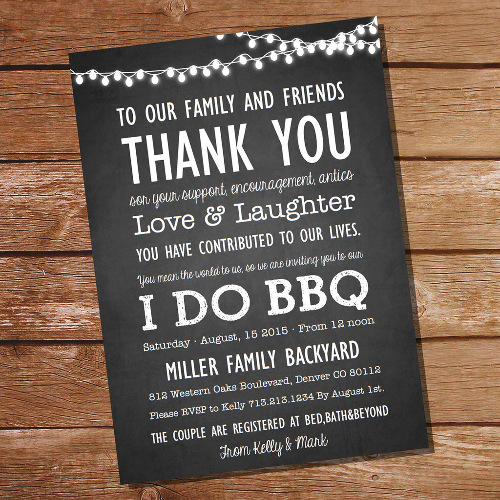Chalkboard Couples Shower BBQ Invitation | I Do Bbq Invitation – Sunshine Parties