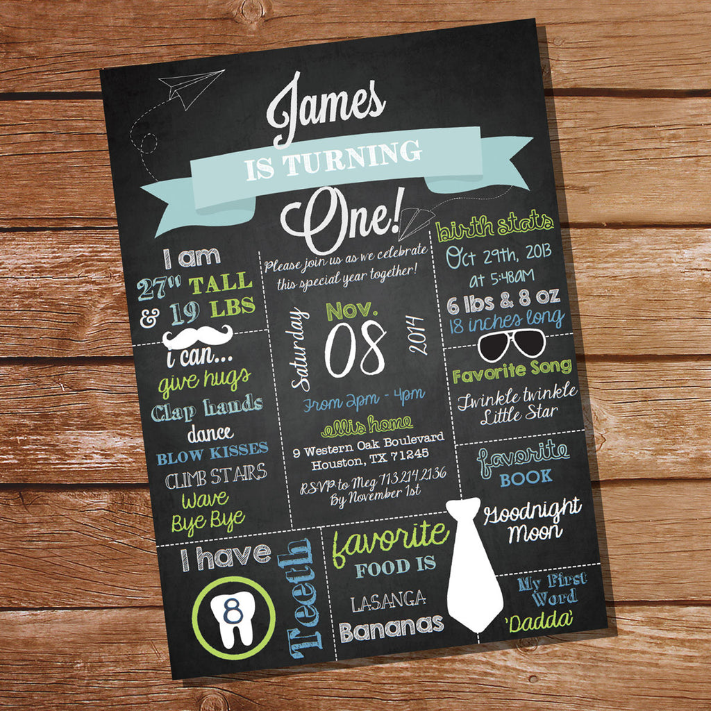 Chalkboard 1St Birthday Invitations 5