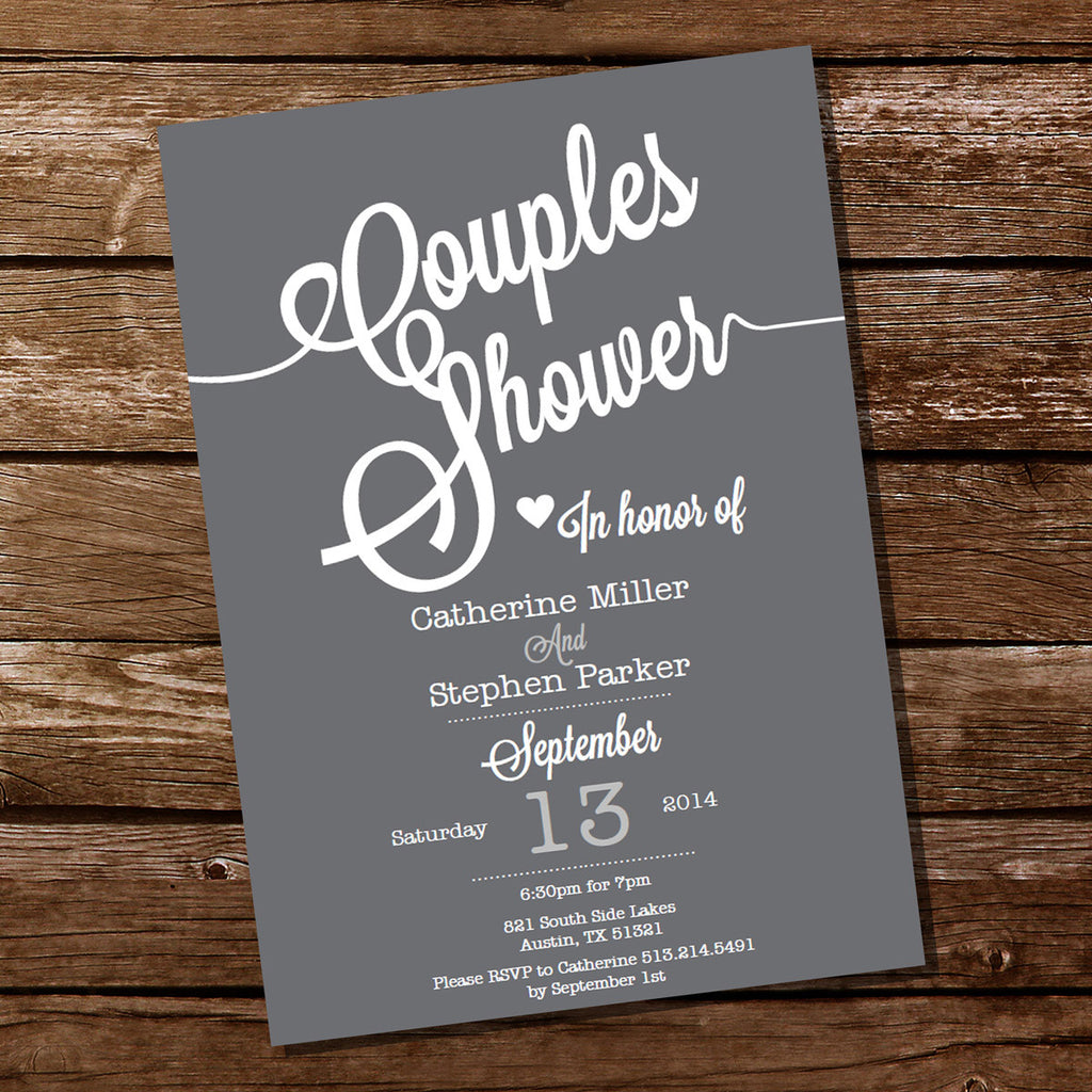 Gray Couples Shower Party Invitation – Sunshine Parties