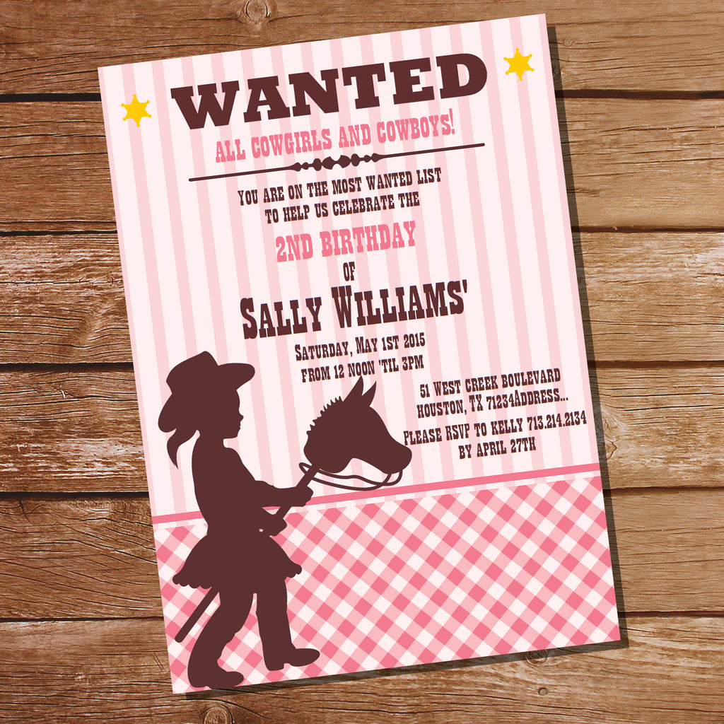 Cowgirl Birthday Party Invitation Cowgirl Invite Template Sunshine Parties