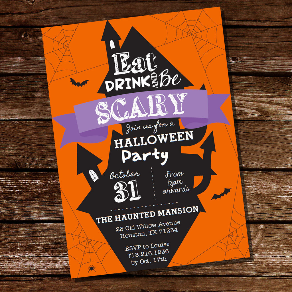  Halloween  Costume Party Invitation  Haunted House Party 