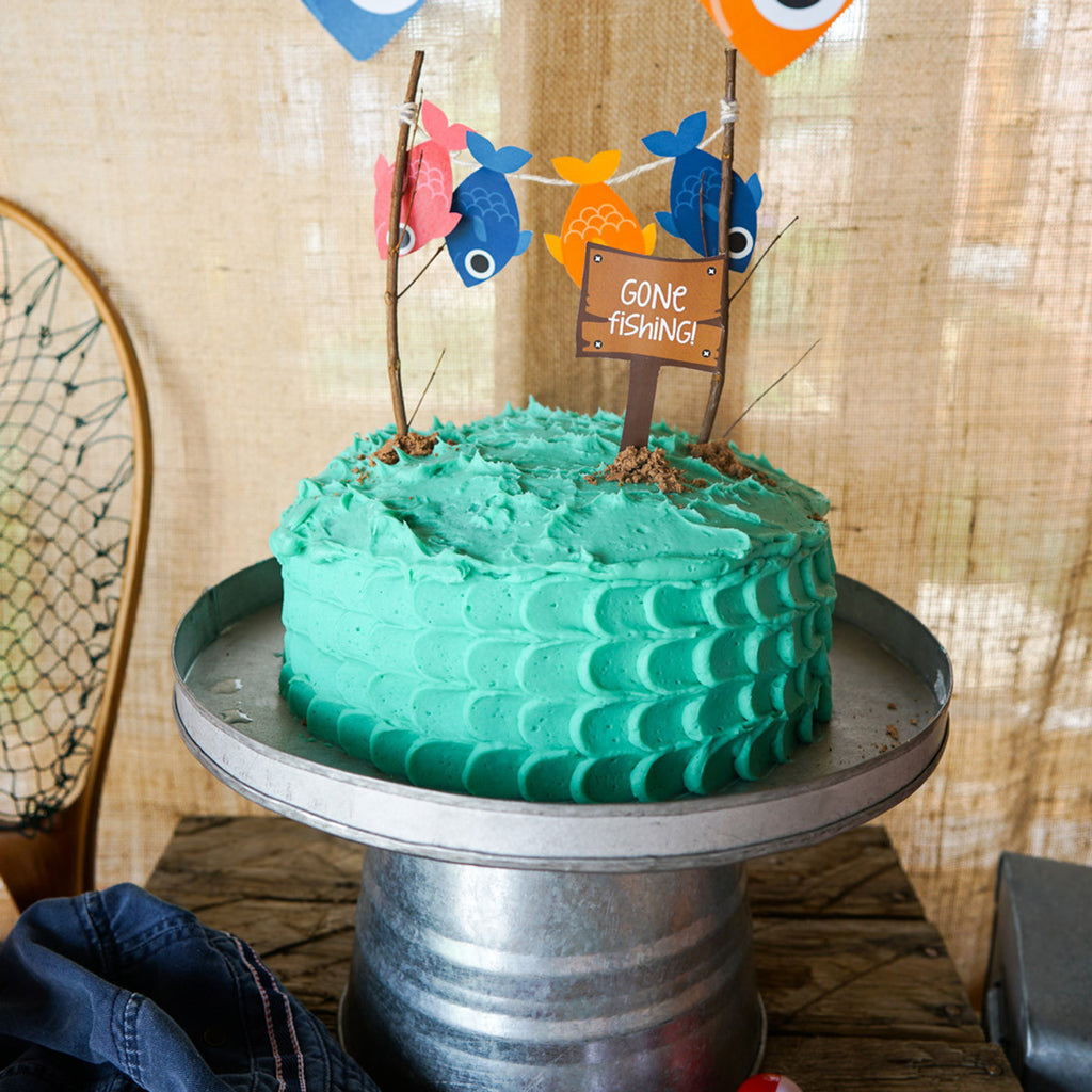 Fishing Party Cake Bunting and Gone Fishing Cake Topper ...