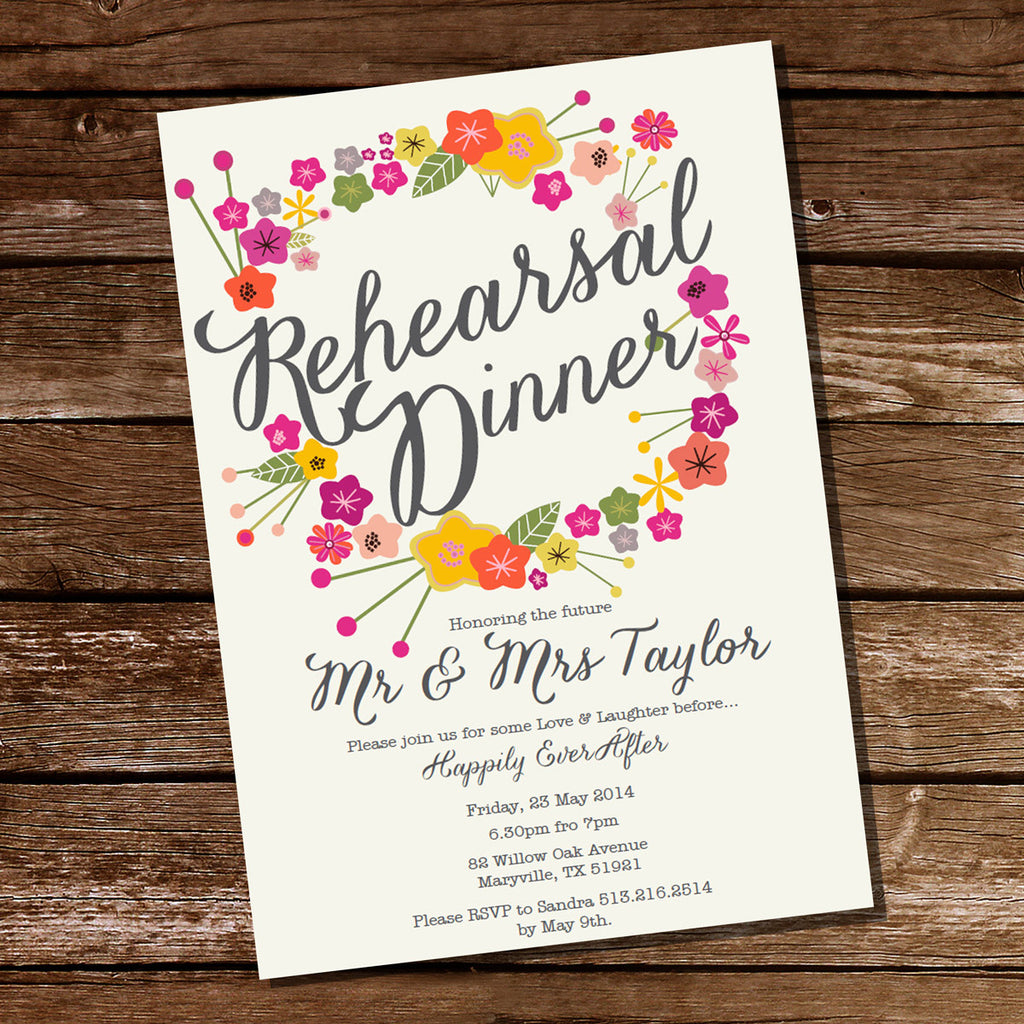 Floral Rehearsal Dinner Invitation – Sunshine Parties