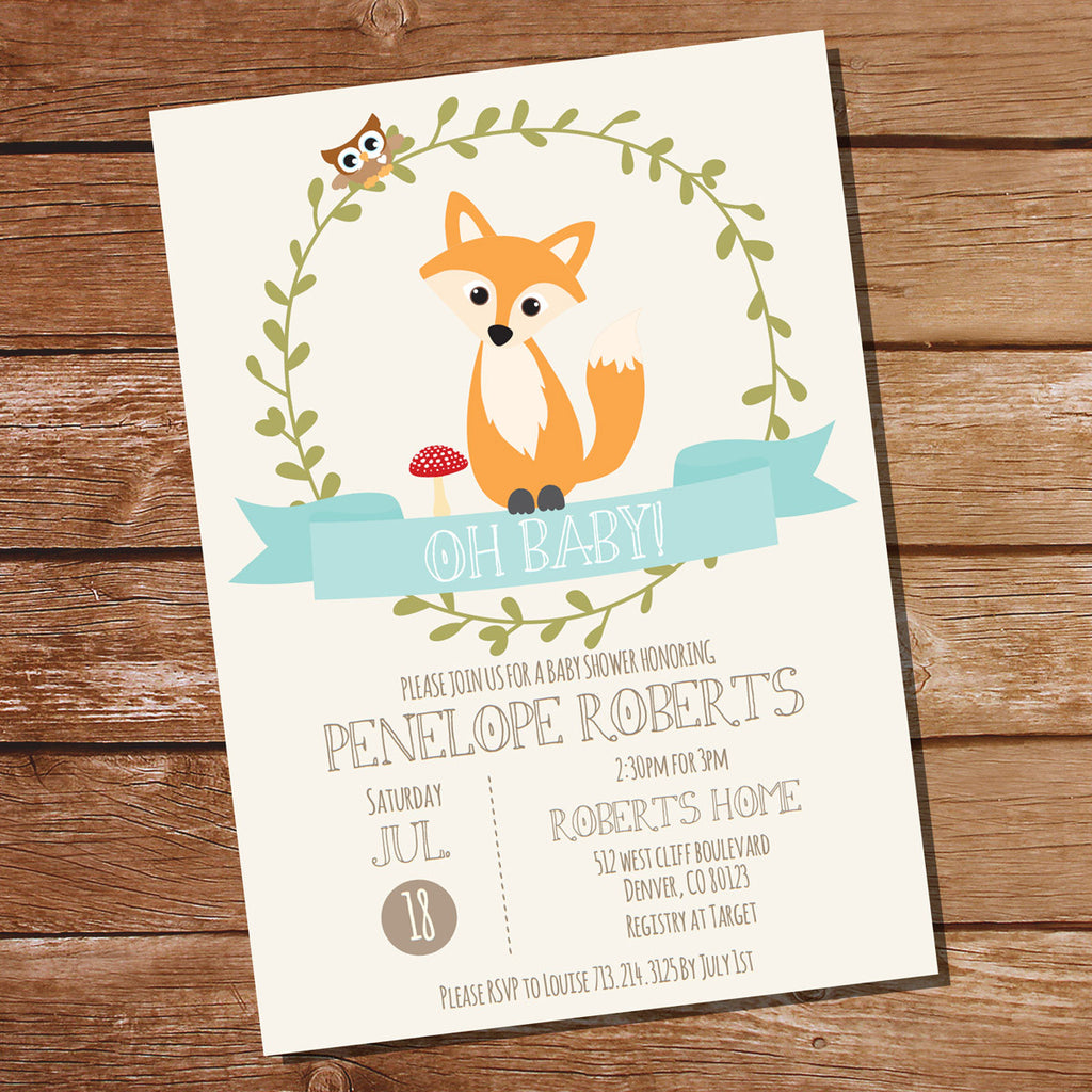 Download Fox Baby Shower Invitation For A Boy Or Girl Unisex Baby Shower Sunshine Parties