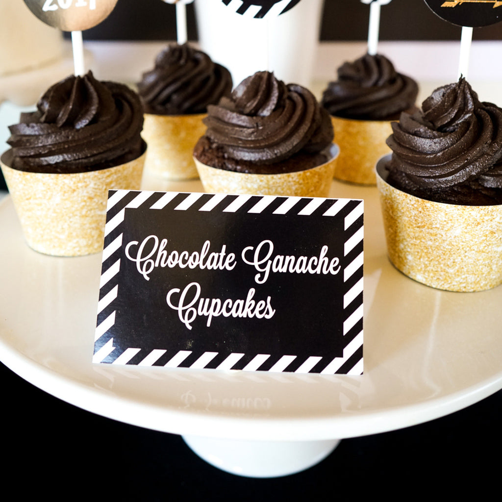 black-and-gold-graduation-party-food-labels-sunshine-parties