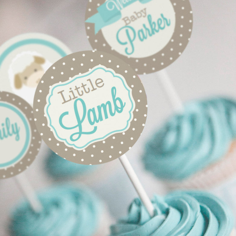 Little Lamb Baby Shower Cupcake Toppers Unisex Shower