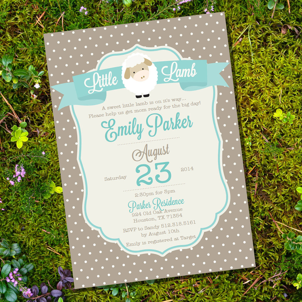 little lamb baby shower invitations