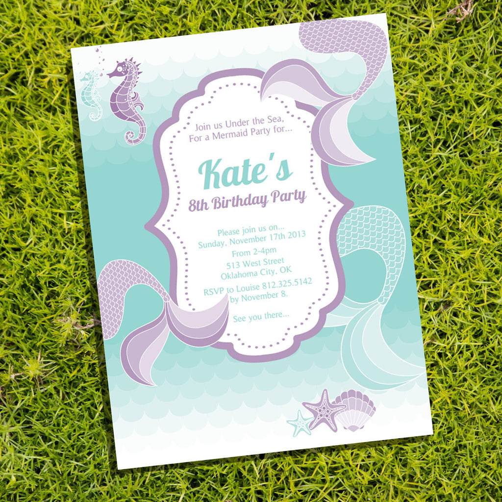 Mermaid Birthday Party Invitation for a Girl | Under The ...